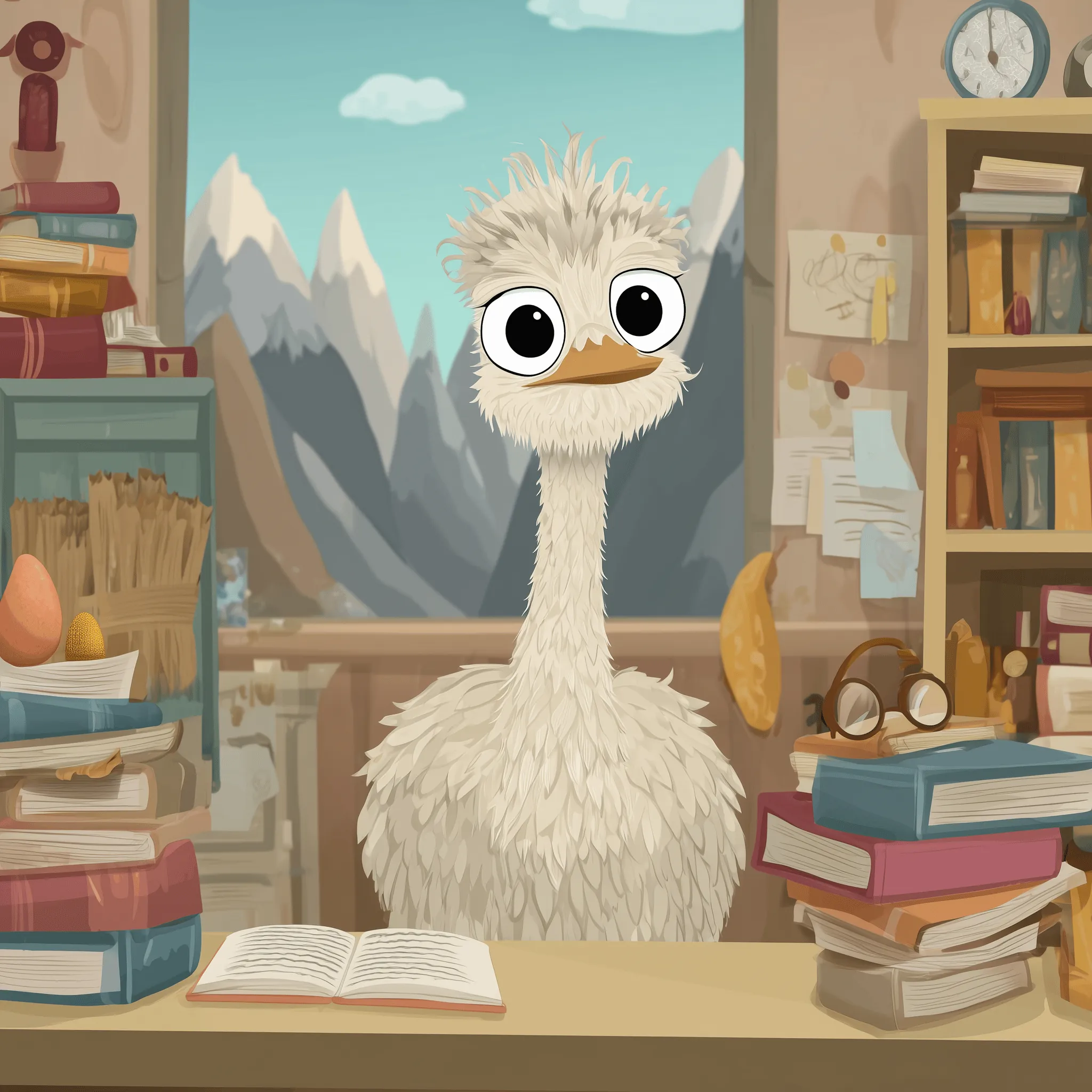 Ms. Ostrich, studying Tibetan with heart