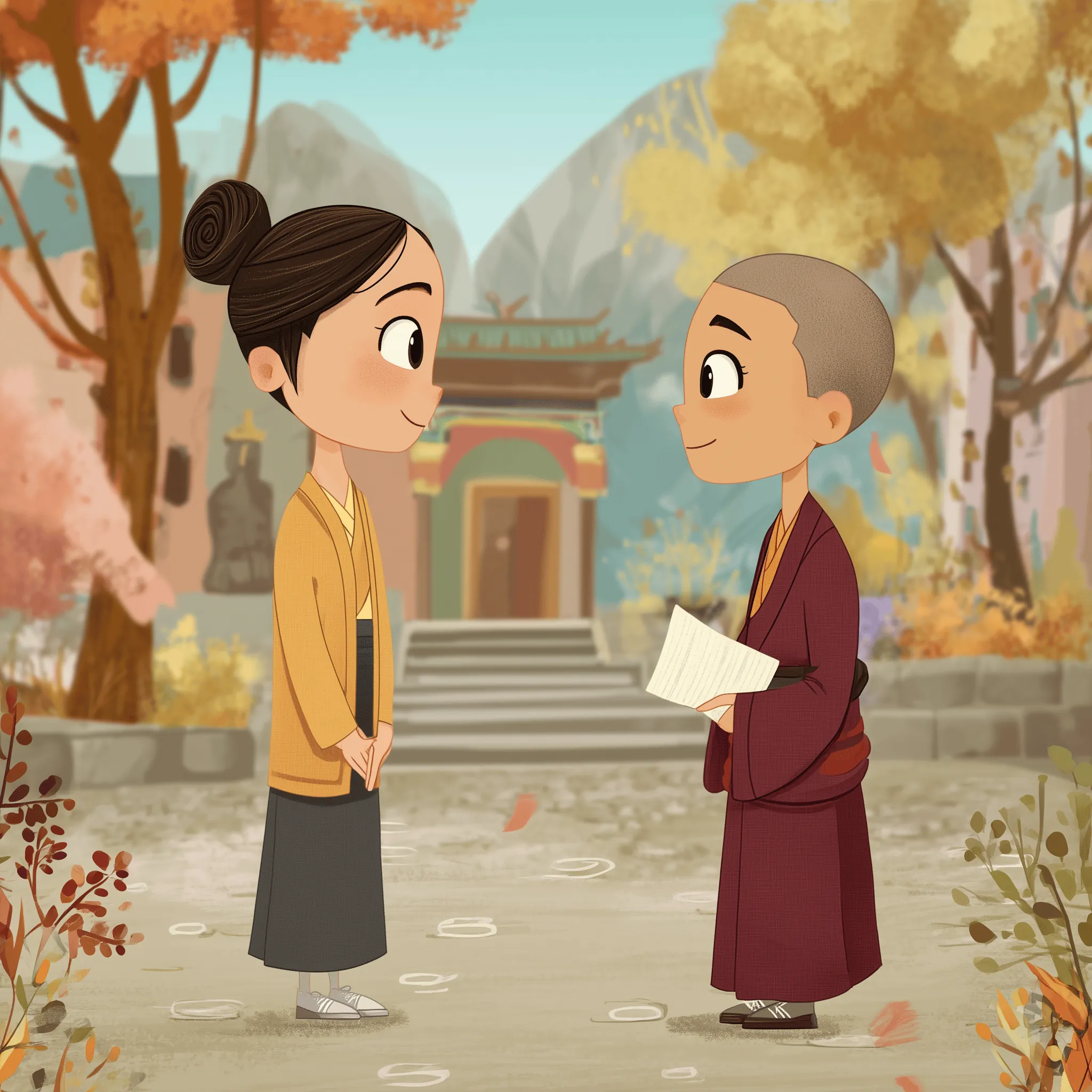 A learner speaking with Tibetan nuns