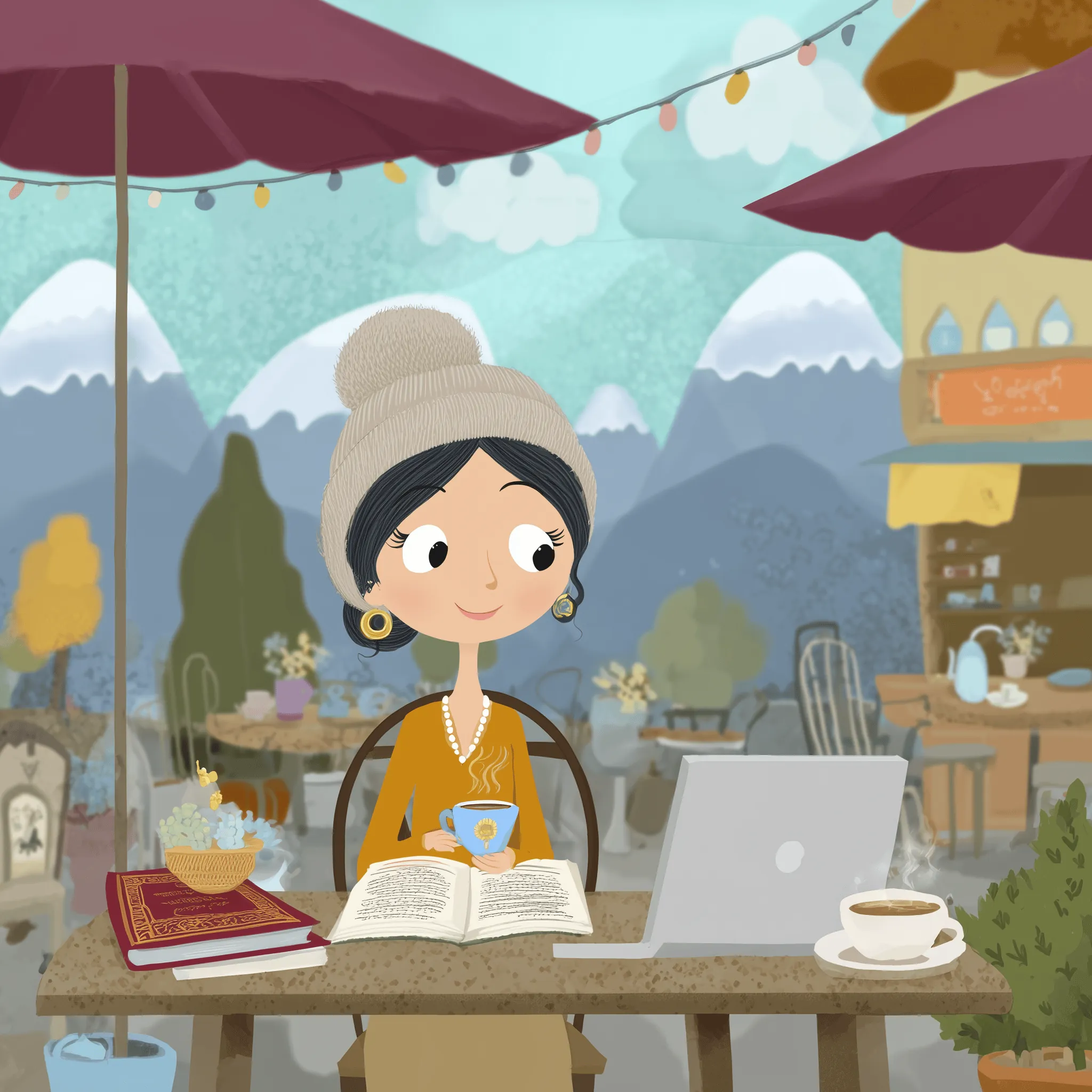 A learner at a café in Dharamshala