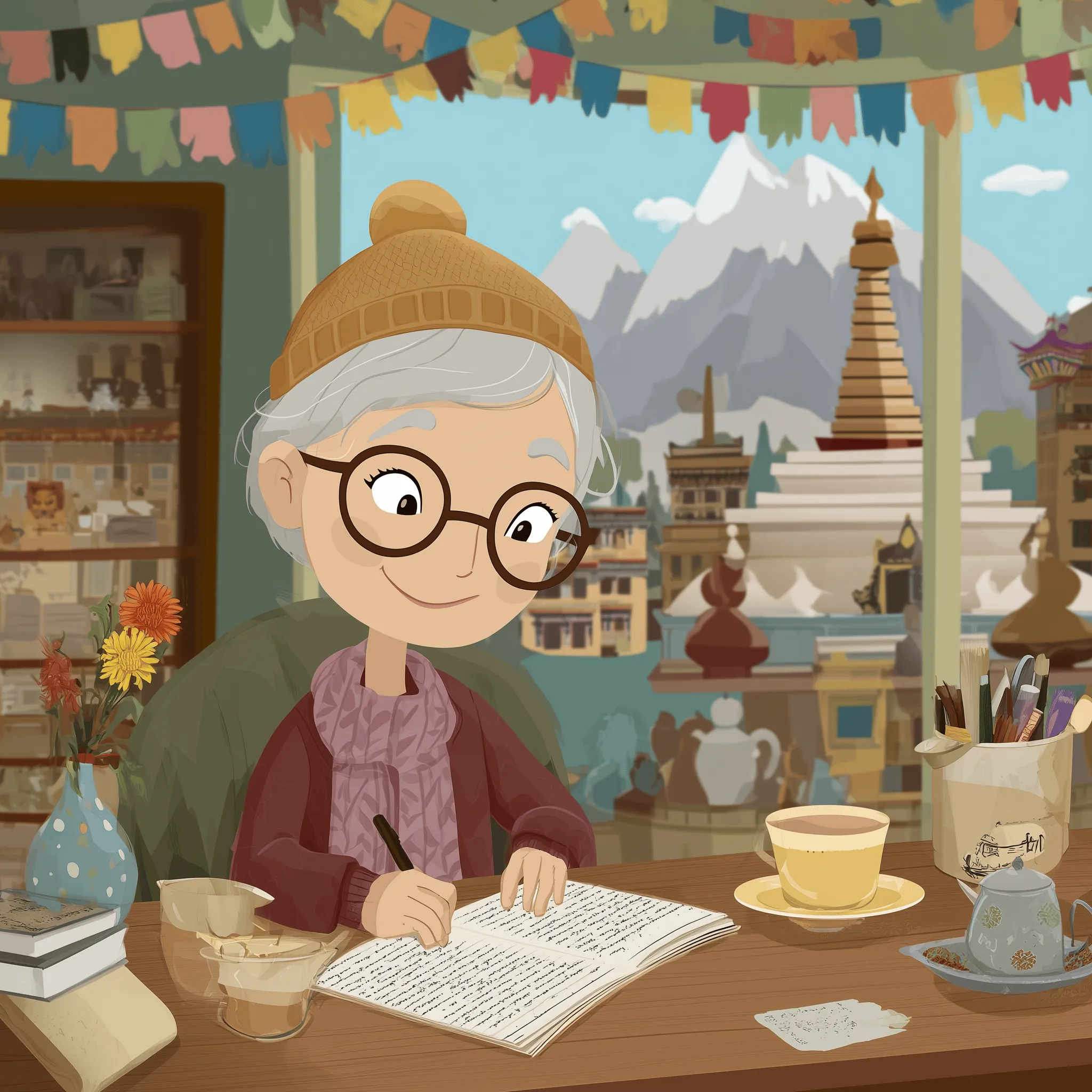 A learner continuing to study Tibetan on her own
