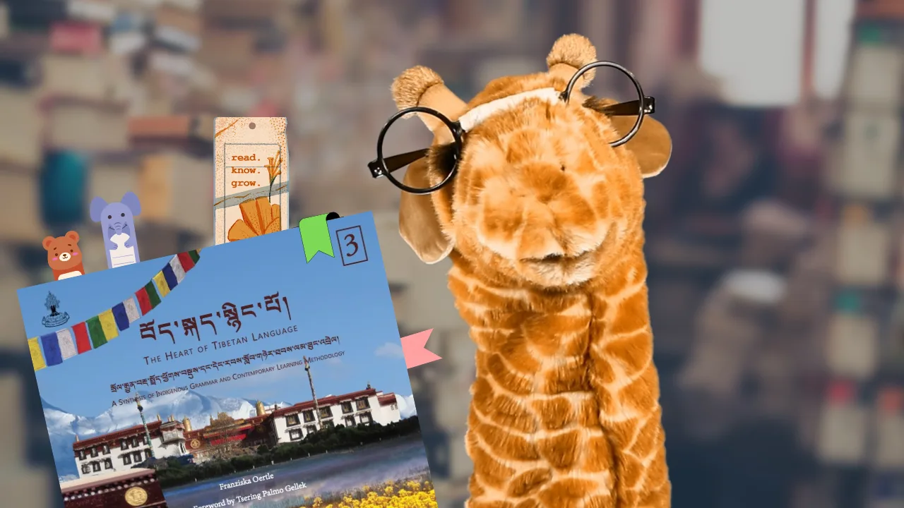 Ms Giraffe, one of the non-human classmates, with Book 3